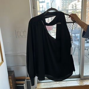 One Shoulder Black Blouse